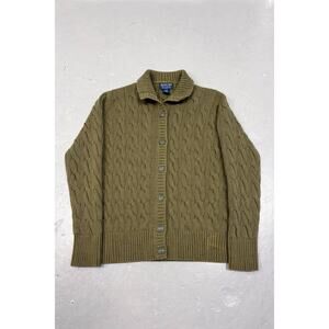 Polo Jeans Co Ralph Lauren Women’s XL Cable Knit‎ Cardigan Green Sweater